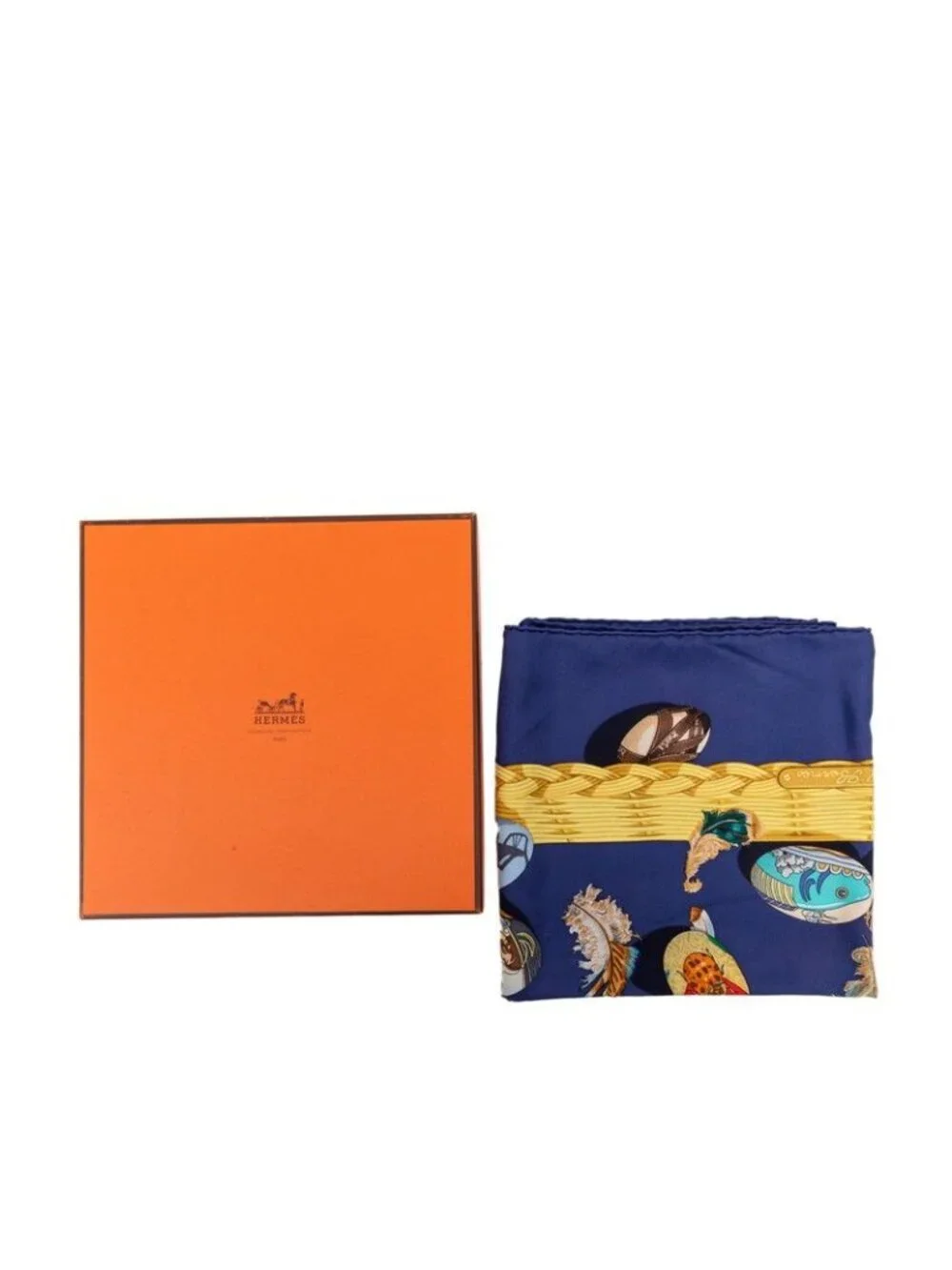 Hermes Carre 90 Couvee D'hermes Egg Scarf Navy Multicolor Silk